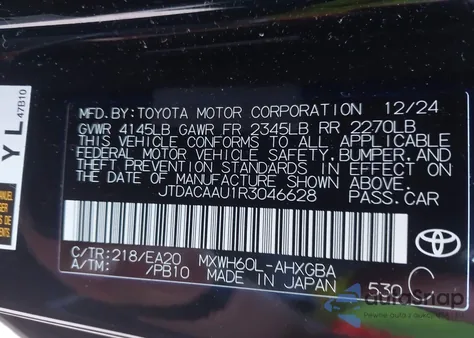 2024 Toyota Prius Xle from USA, damaged, VIN JTDACAAU1R3046628